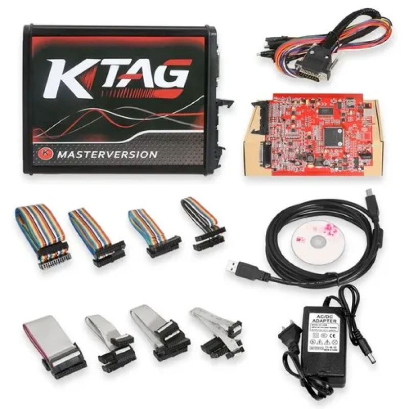 KTAG V7.020 4 LED 2.25 OBD2 k-tag Programmer Tools Car ECU Chip Tuning Kit 5.017 Master Version Red PCB Circuit Board With Unlimited Token
