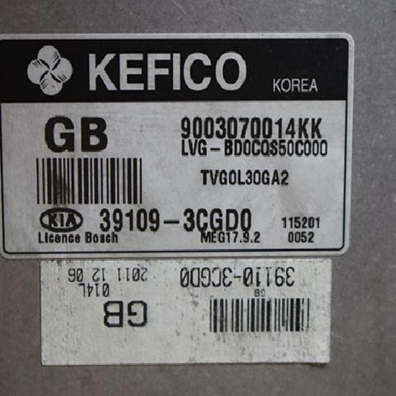 Engine Control Module ECU 391093CGD0 KIA K7 GB TVG0L30GA2 MEG17.9.2 Korea
